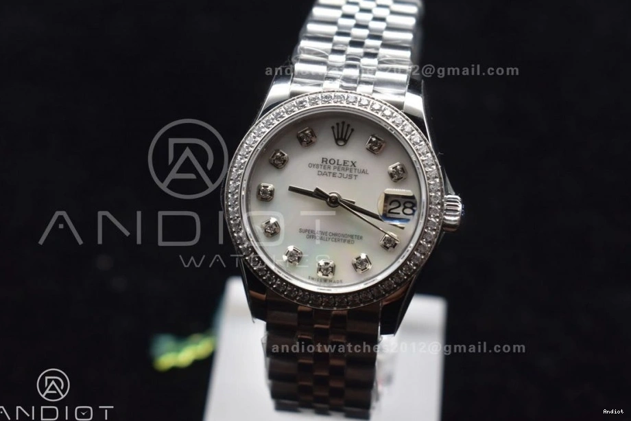 Dial President 278289 On White Steel Ladies Syle Bracelet Bezel 316L DateJust WF 31 Fluted 0427
